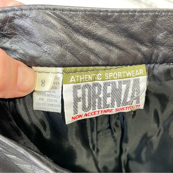 Forenza Italian Leather Black Pencil Skirt Vintage Sz 8 80s 90s High Waisted - Picture 5 of 9